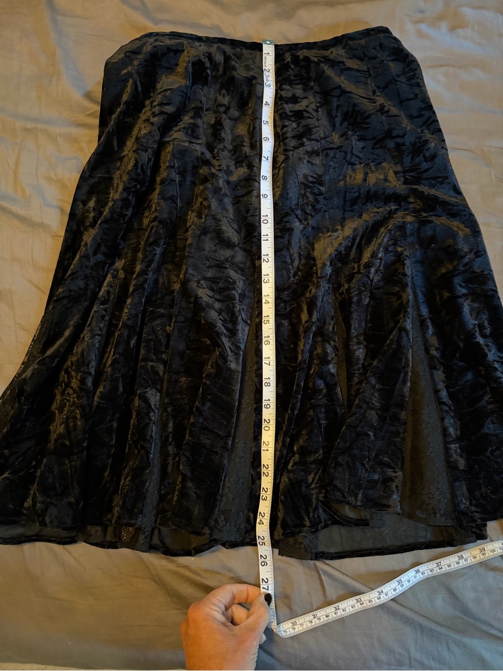 Goth Fairygrunge Grace Dane Lewis crushed velvet and lace full midi skirt - Picture 7 of 7